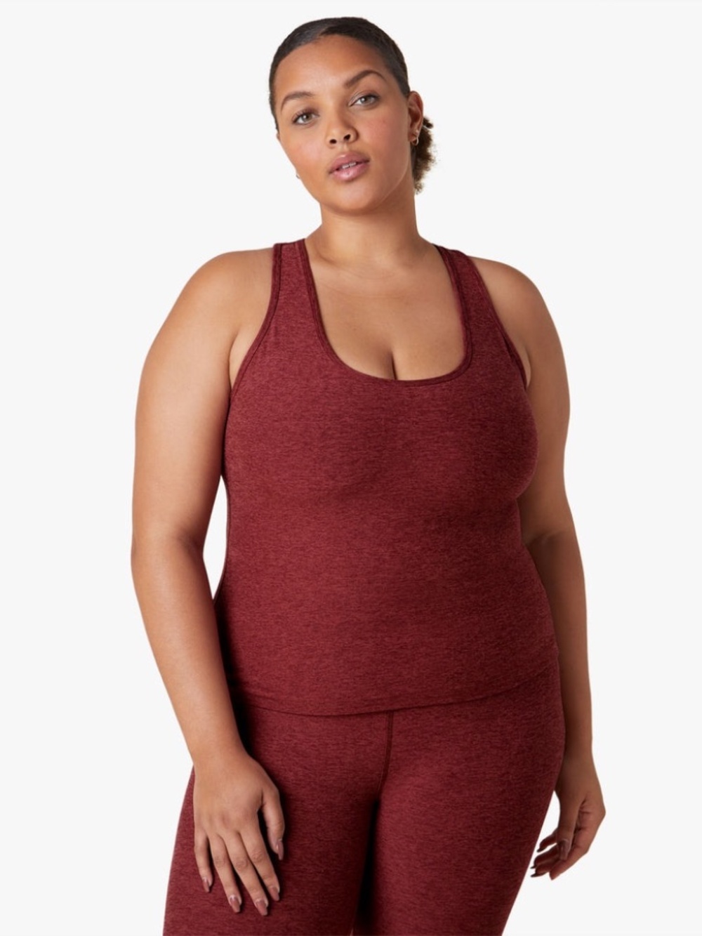 Beyond Yoga | Women's Spacedye Step Up Racerback Tank | Size 1X | Port Wine Ruby